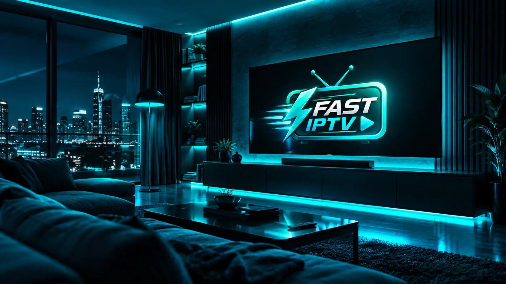 FAST IPTV App Oberfläche auf einem Smart TV